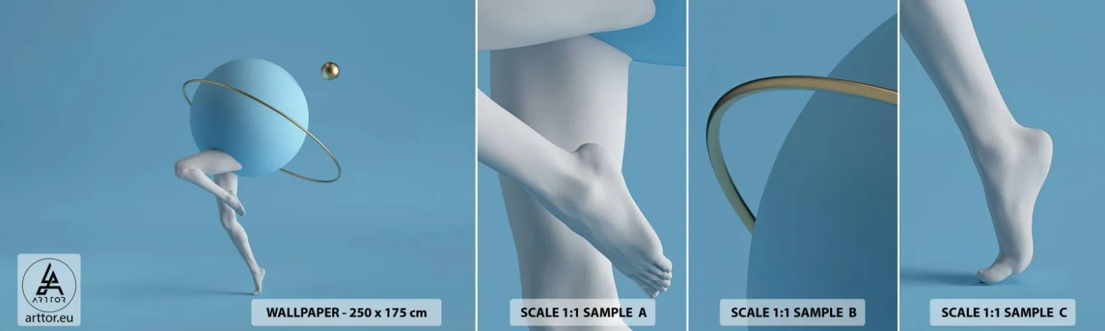 Muestra De Fotomural Standard Eco - Y los planetas se vuelven locos - Abstracción, Piernas, Tridimensional - 100x30 cm