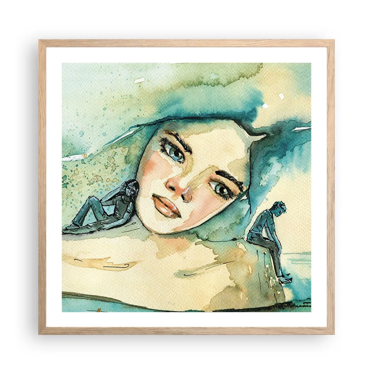 Póster en marco roble claro - ¿Soy azul? - 60x60 cm