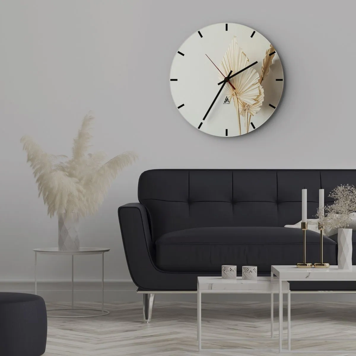 Reloj de pared - Reloj de vidrio - Armonía y consuelo - 30x30 cm