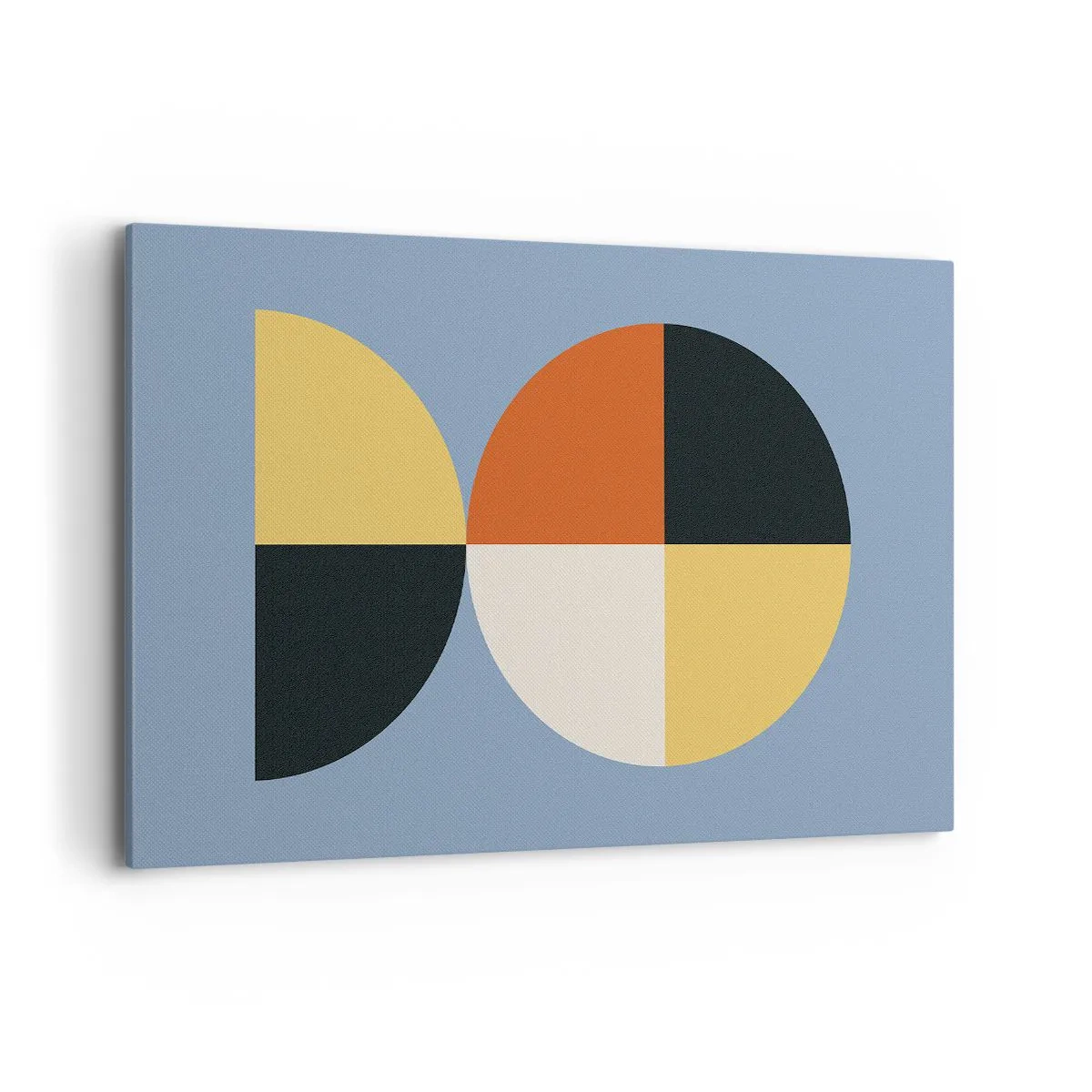 Cuadro sobre lienzo - Impresión de Imagen - Círculos geométricos sobre un fondo azul. - 120x80cm - Mira y cuenta - Decoración de pared moderna para salón y dormitorio ARTTOR