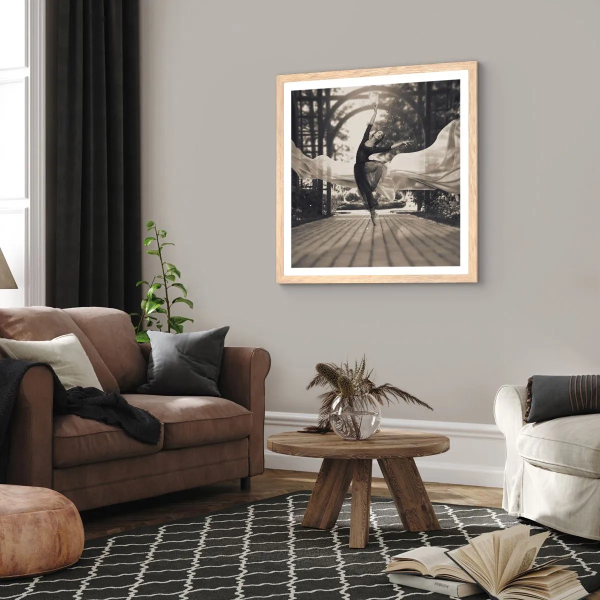 Póster en marco roble claro - Danza del espíritu del jardín - 30x30 cm