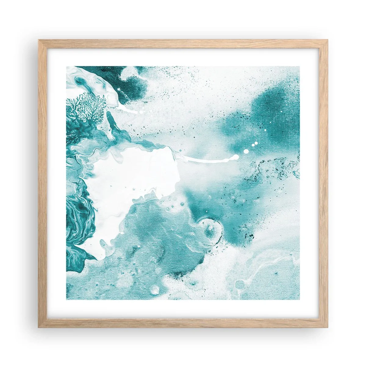 Póster en marco roble claro - Remansos de azul - 50x50 cm