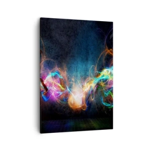 Cuadro sobre lienzo - Impresión de Imagen - Destellos de luz coloridos en una composición abstracta. - 50x70cm - Alegremente contra la oscuridad - Decoración de pared moderna para salón y dormitorio ARTTOR