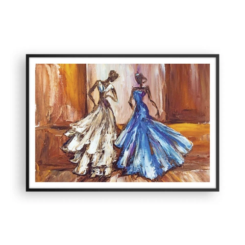 Póster en marco negro - Personajes en vestidos de noche de estilo artístico. - 100x70cm - Un elegante dúo - Decoración de pared moderna para salón y dormitorio ARTTOR
