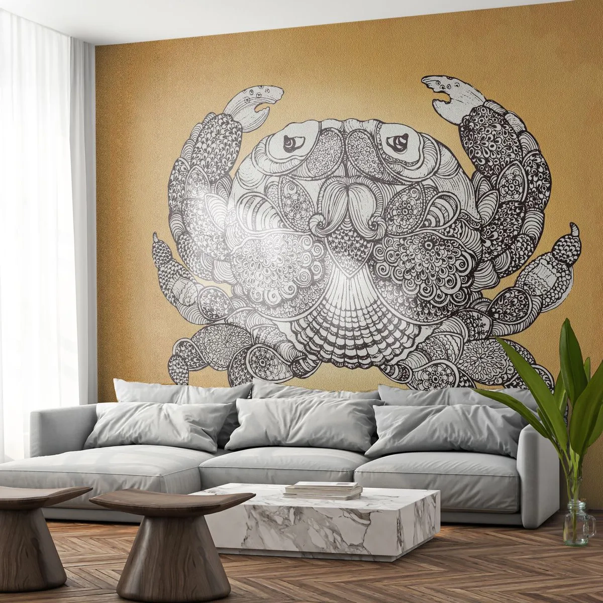 Fotomural Autadhesivo Deluxe Sticker - Cuentos del Sr. Cangrejo - Cangrejo, animales, Dibujo - 500x350 cm