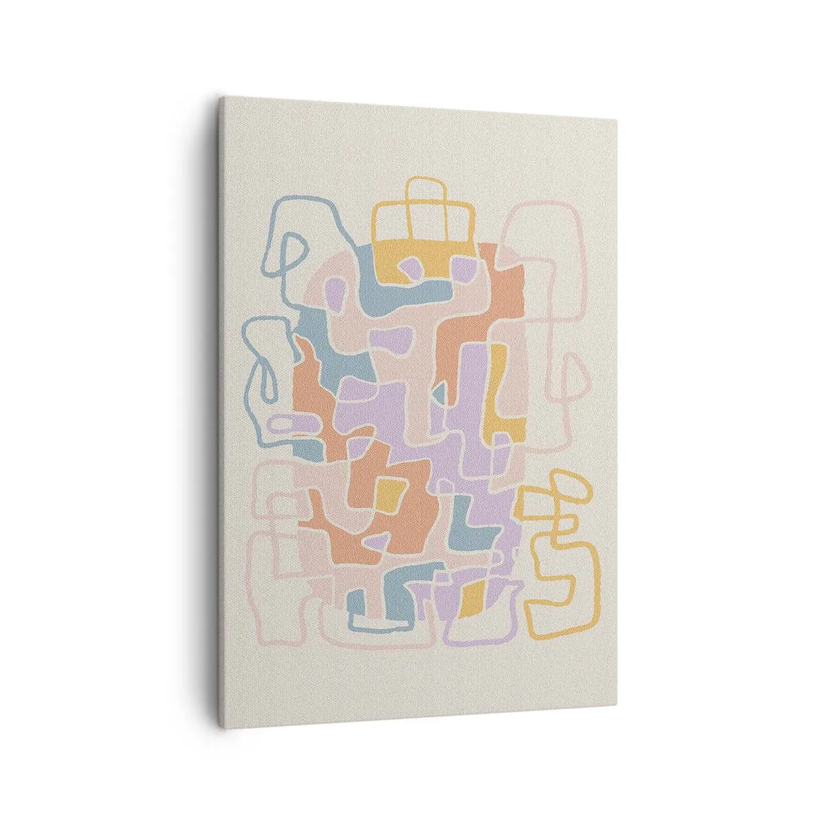 Cuadro sobre lienzo - Impresión de Imagen - Líneas abstractas pastel que crean patrones geométricos. - 50x70cm - Laberinto - una alegre aventura - Decoración de pared moderna para salón y dormitorio ARTTOR