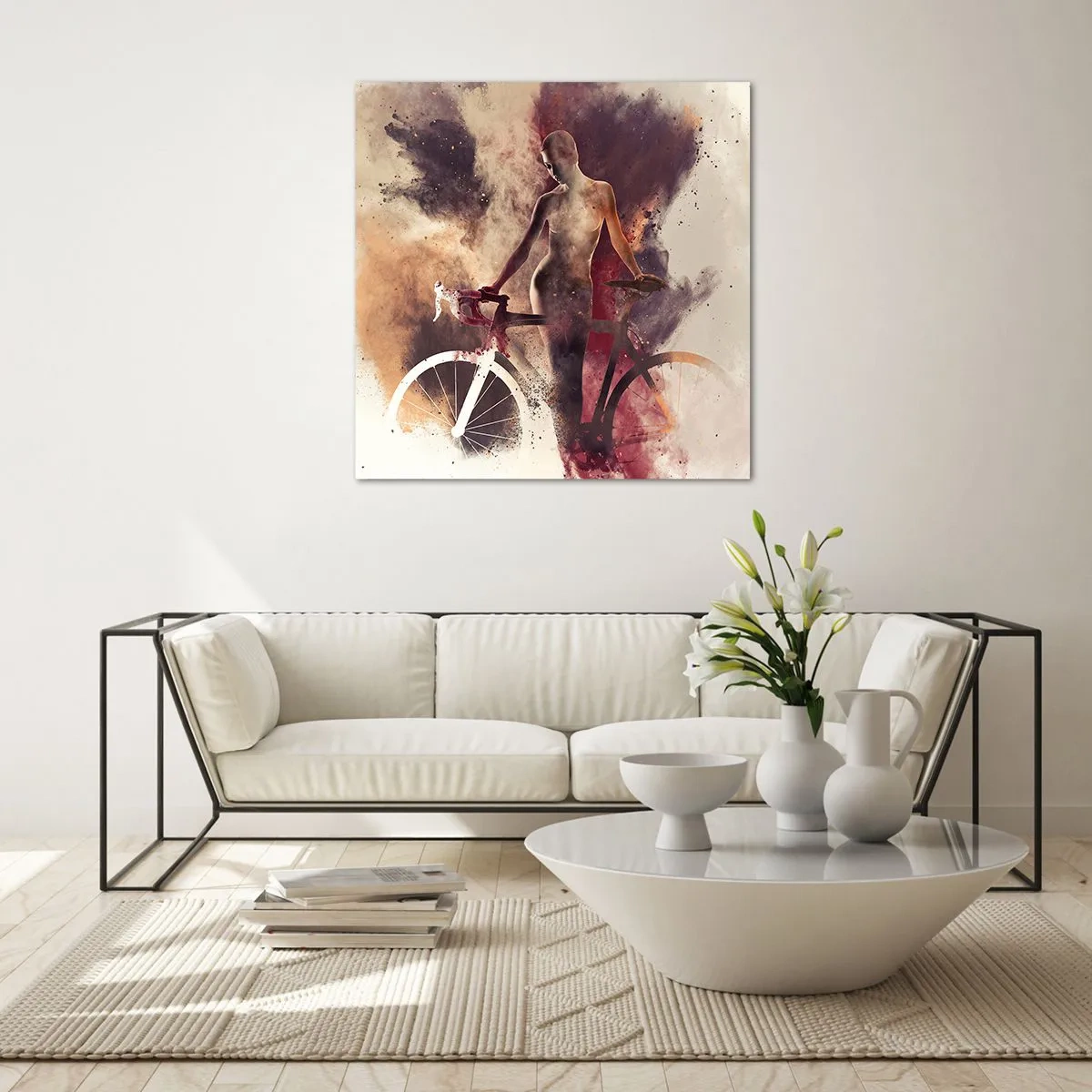Cuadro sobre vidrio - Impresiones sobre Vidrio - En las formas de mármol un alma ciclista - 50x50 cm