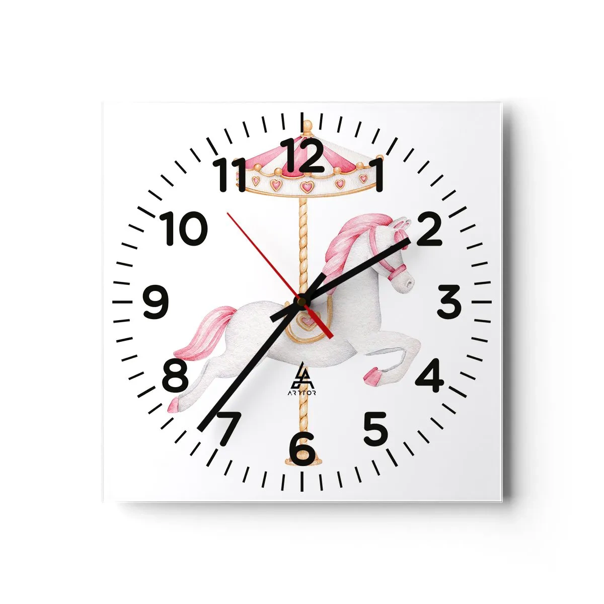 Reloj de pared - Reloj de vidrio - Partió al galope - 40x40 cm