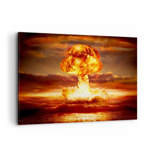 Cuadro sobre lienzo - Impresión de Imagen - Explosión de una nube de hongo con el atardecer como telón de fondo - 120x80cm - Y habrá un final - Decoración de pared moderna para salón y dormitorio ARTTOR