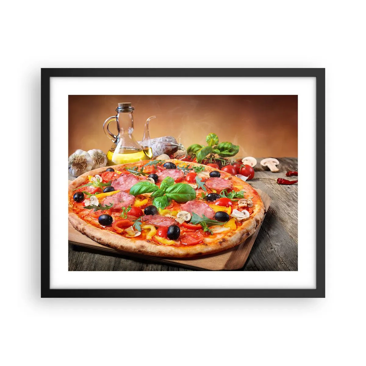 Póster en marco negro - Con un verdadero sabor italiano - 50x40 cm