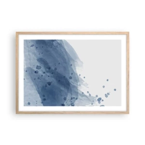 Póster en marco roble claro - Tul azul - 70x50 cm