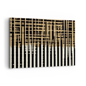 Cuadro sobre lienzo - Impresión de Imagen - Líneas abstractas en negro, beige y blanco. - 120x80cm - Abstracción arquitectónica - Decoración de pared moderna para salón y dormitorio ARTTOR