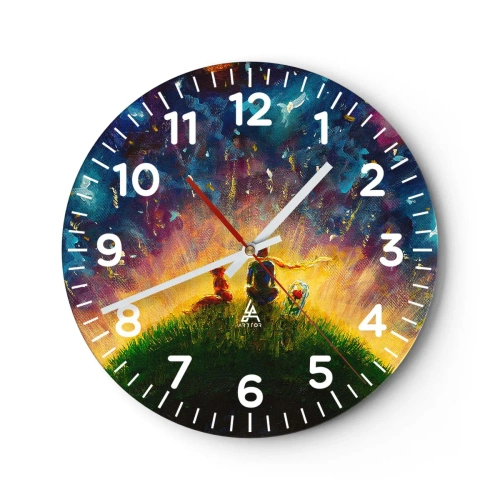 Reloj de pared - Reloj de vidrio - Amor y amistad - lo único entero - 30x30 cm