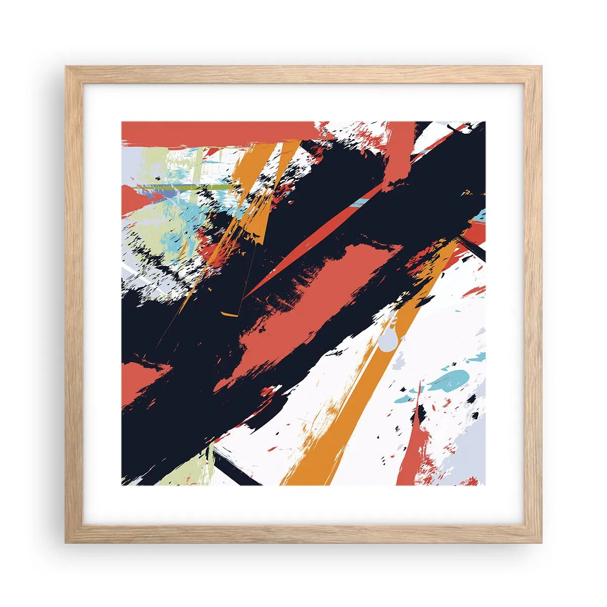 Póster en marco roble claro - Composición dinámica - 40x40 cm