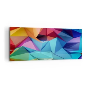 Cuadro sobre lienzo - Impresión de Imagen - Abstracción geométrica colorida en colores vivos. - 120x50cm - Origami arco iris - Decoración de pared moderna para salón y dormitorio ARTTOR