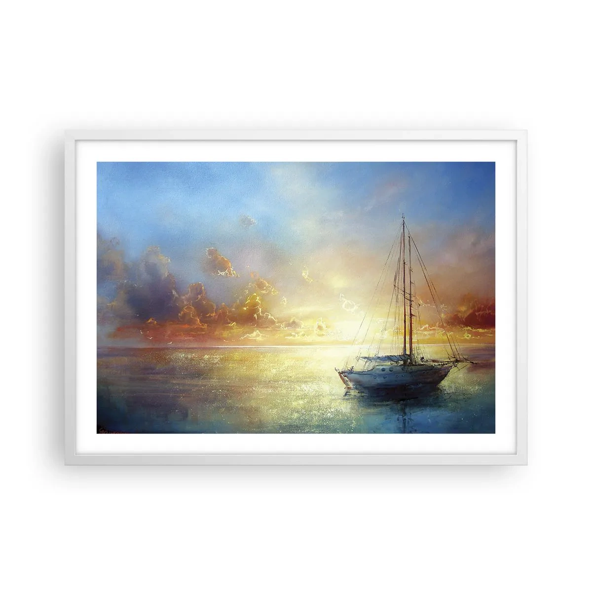 Póster en marco blanco - En una bahía dorada - 70x50 cm