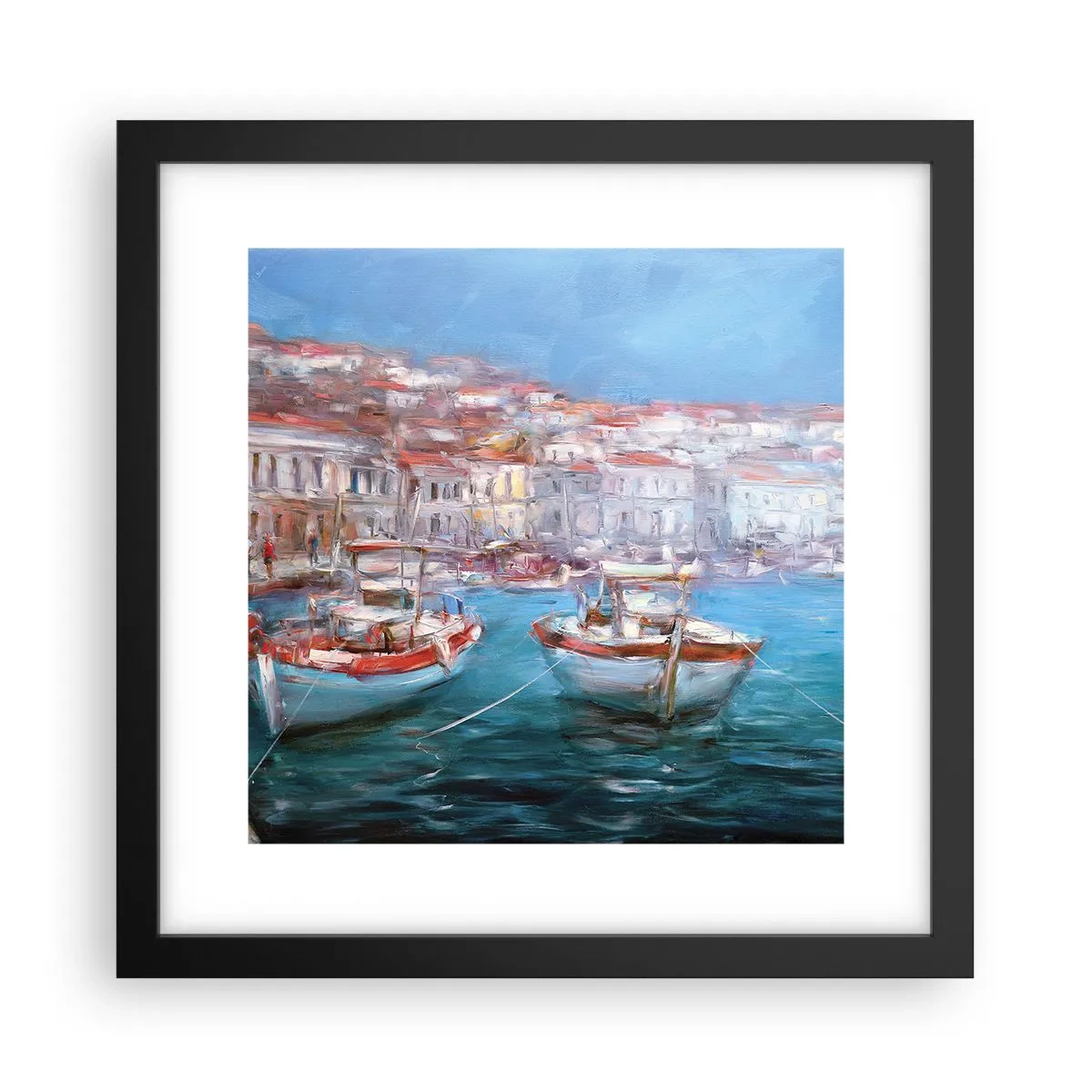 Póster en marco negro - Bahía italiana - 30x30 cm