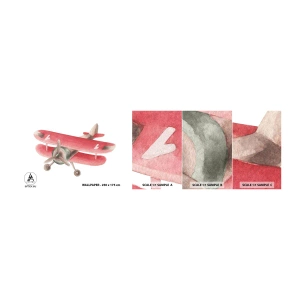 Muestra de fotomural autoadhesivo Deluxe Sticker - Listo para surcar los cielos - Avión, Para niños, Vintage - 100x30 cm