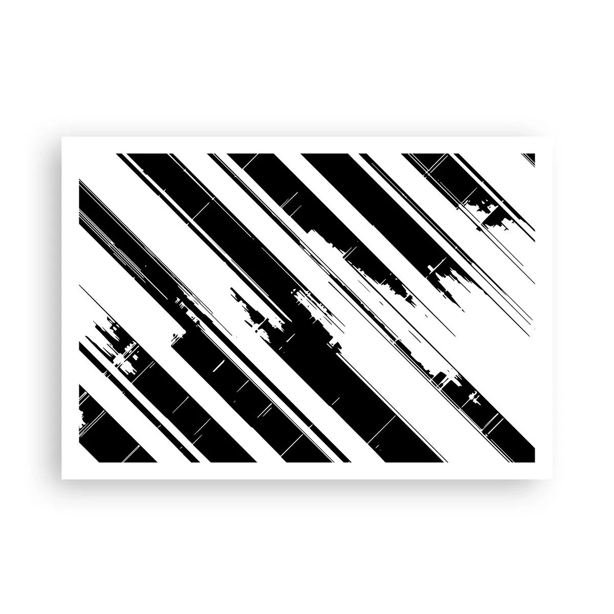 Póster - Líneas blancas y negras y patrones geométricos en un estilo moderno. - 100x70cm - Composición intensa y dinámica - Decoración de pared moderna para salón y dormitorio ARTTOR