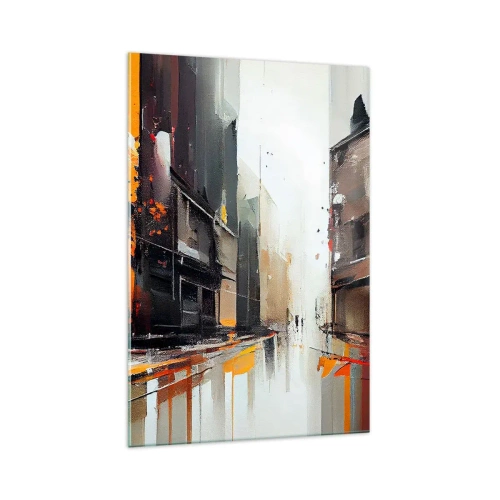 Cuadro sobre vidrio - Impresiones sobre Vidrio - Vista abstracta de una calle de la ciudad bajo la lluvia - 70x100cm - Día lluvioso - Decoración de pared moderna para salón y dormitorio ARTTOR