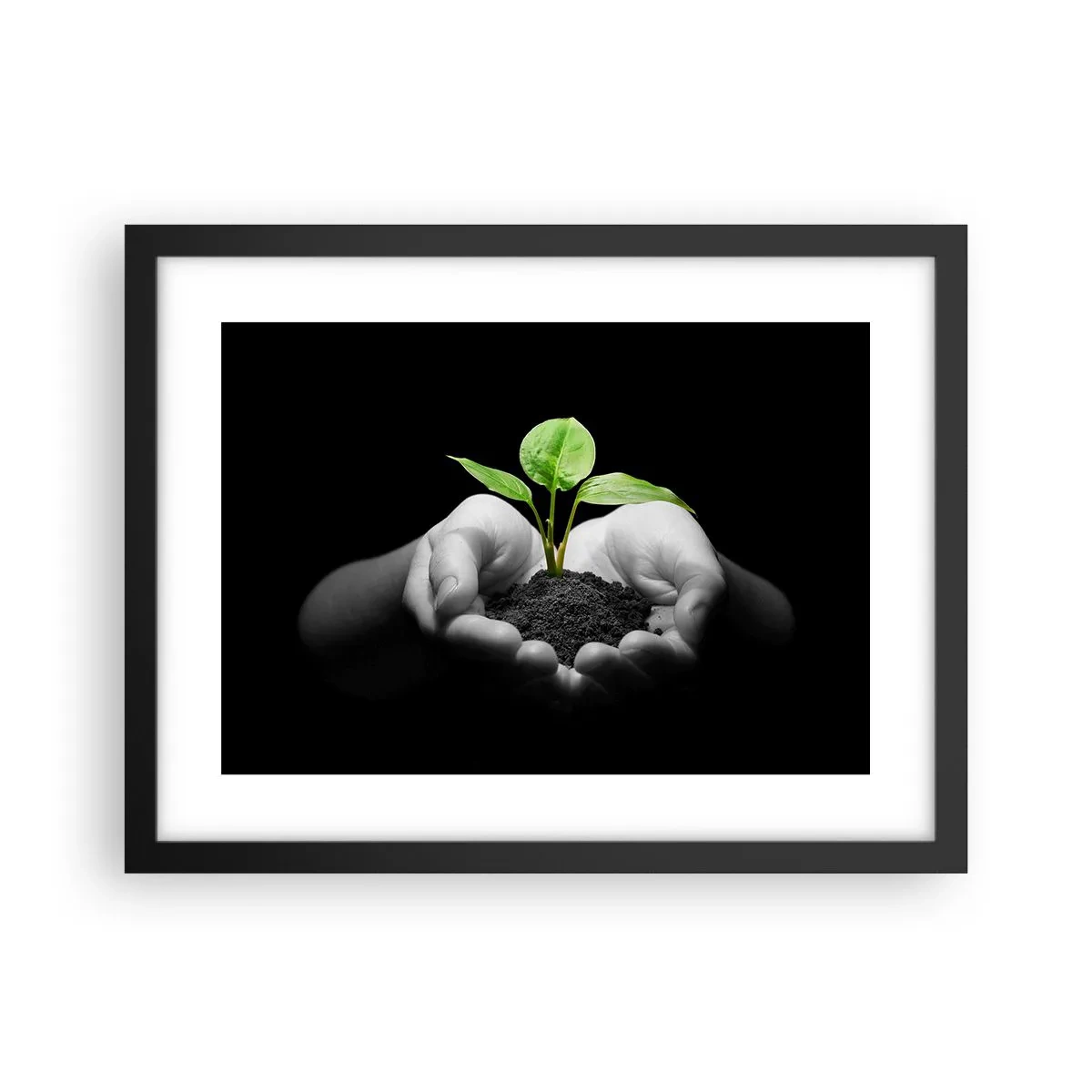 Póster en marco negro - Amo la naturaleza, la protejo - 40x30 cm