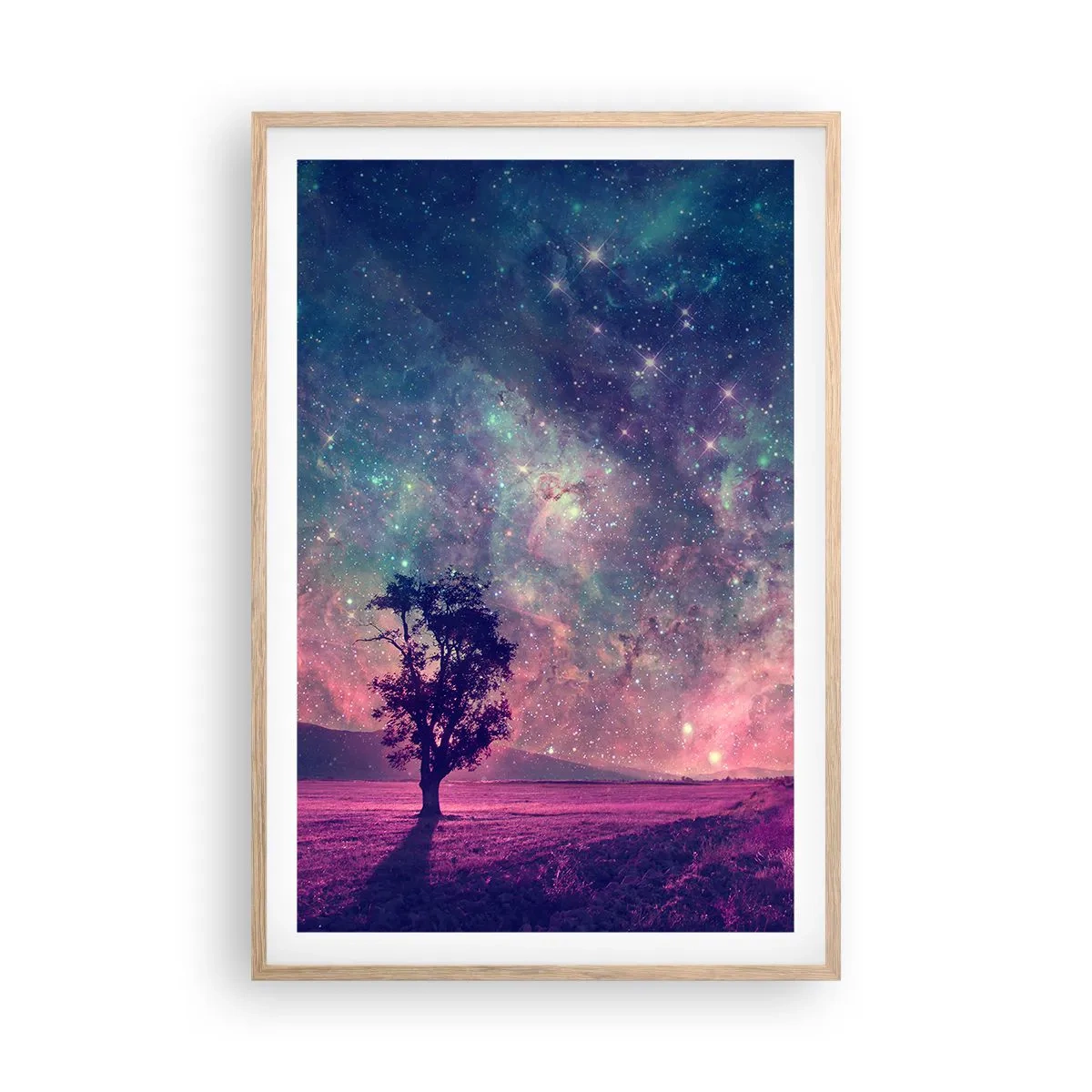 Póster en marco roble claro - Bajo un cielo mágico - 61x91 cm