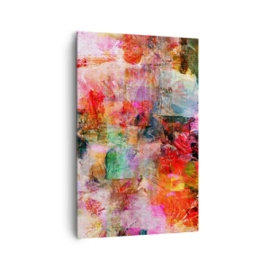 Cuadro sobre lienzo - Impresión de Imagen - Una composición abstracta con tonos dominantes de rosa y rojo. - 80x120cm - Un viaje a través del rosa - Decoración de pared moderna para salón y dormitorio ARTTOR