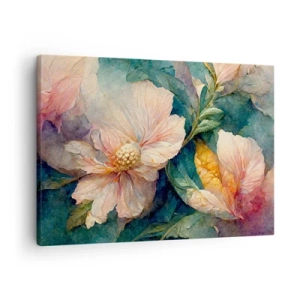 Cuadro sobre lienzo - Impresión de Imagen - Delicadas flores en colores pastel. - 70x50cm - La sutileza misma - Decoración de pared moderna para salón y dormitorio ARTTOR