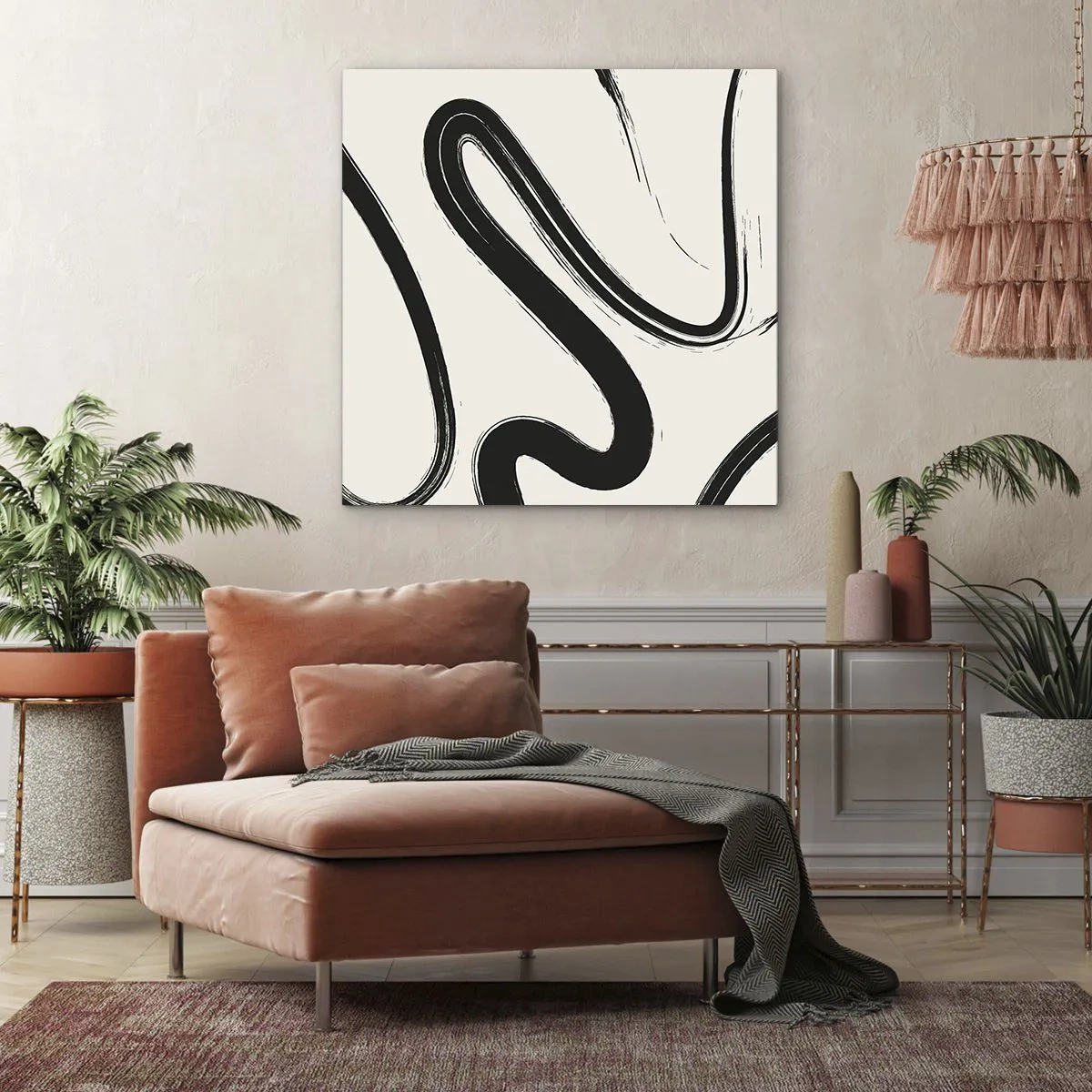 Cuadro sobre lienzo - Impresión de Imagen - Fantasía en blanco y negro - 70x70 cm