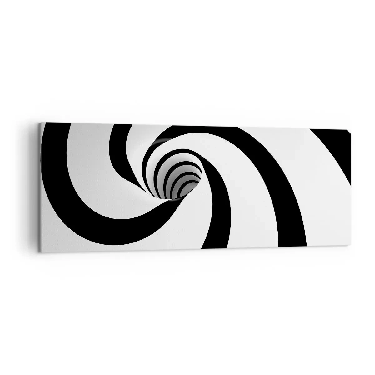 Cuadro sobre lienzo - Impresión de Imagen - Espiral abstracta en blanco y negro con efecto de remolino - 140x50cm - ¿Ceder al torbellino? - Decoración de pared moderna para salón y dormitorio ARTTOR