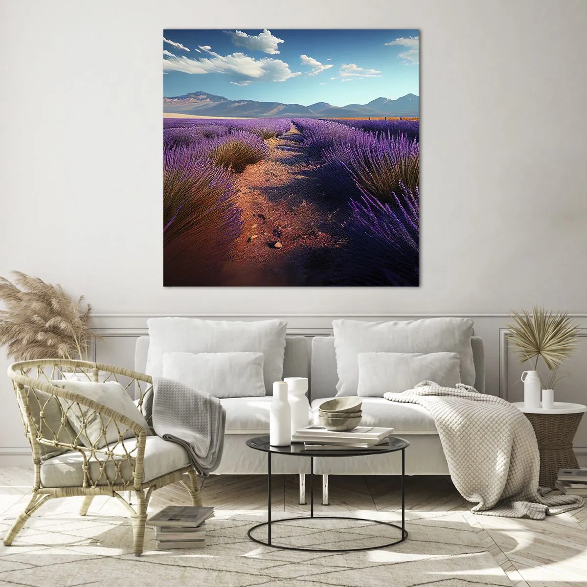 Cuadro sobre vidrio - Impresiones sobre Vidrio - Campos fragantes - 70x70 cm