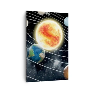 Cuadro sobre lienzo - Impresión de Imagen - Sistema solar con planetas y sol en el espacio. - 80x120cm - Danza cósmica - Decoración de pared moderna para salón y dormitorio ARTTOR