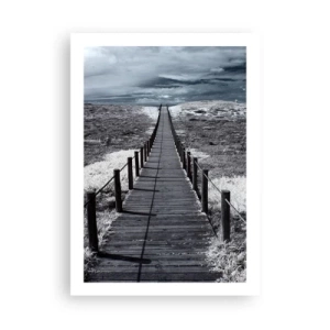 Póster - Un camino de madera hacia lo desconocido - 50x70cm - En plena costa - Decoración de pared moderna para salón y dormitorio ARTTOR