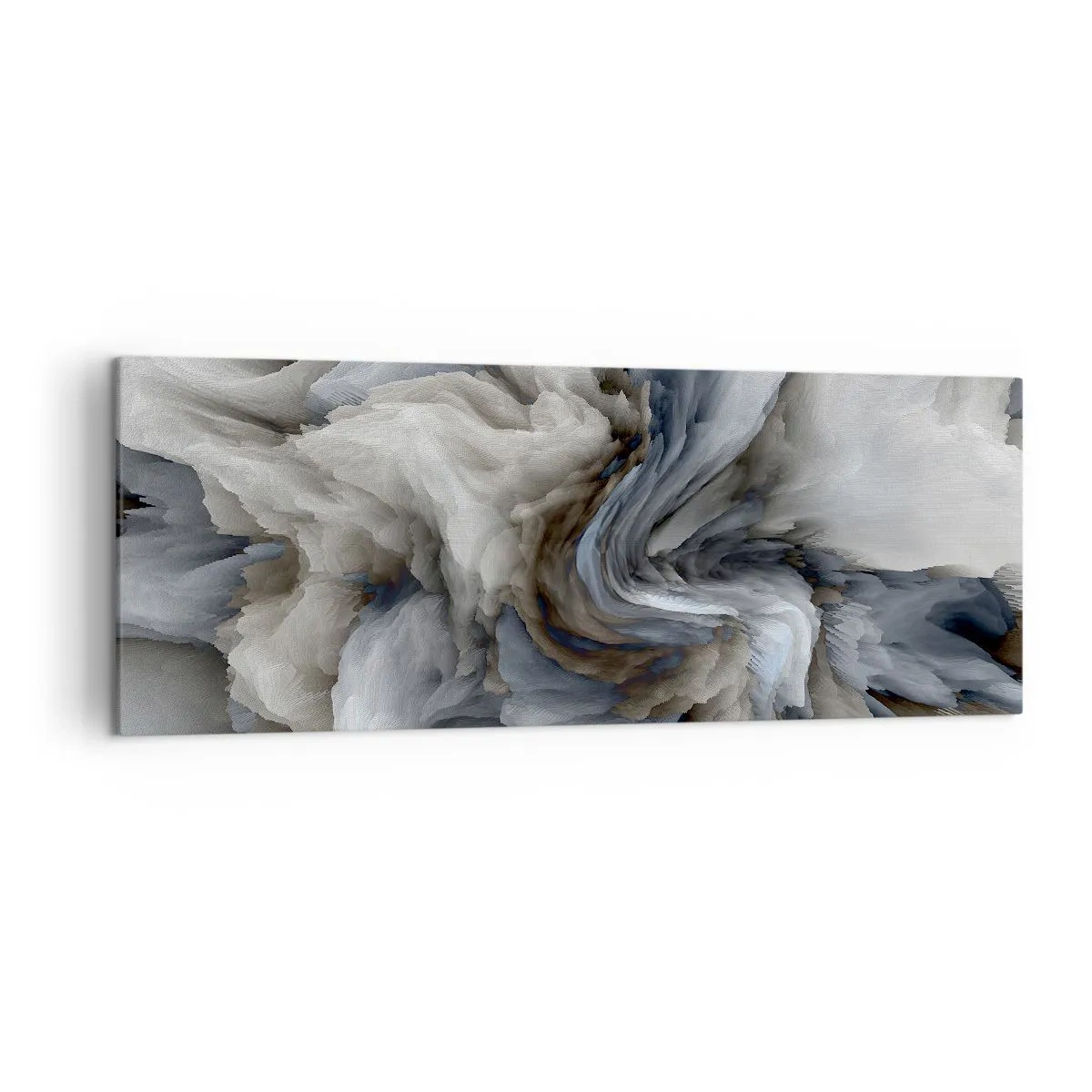 Cuadro sobre lienzo - Impresión de Imagen - Remolino abstracto en tonos de gris y azul. - 140x50cm - Piedra y flor - Decoración de pared moderna para salón y dormitorio ARTTOR