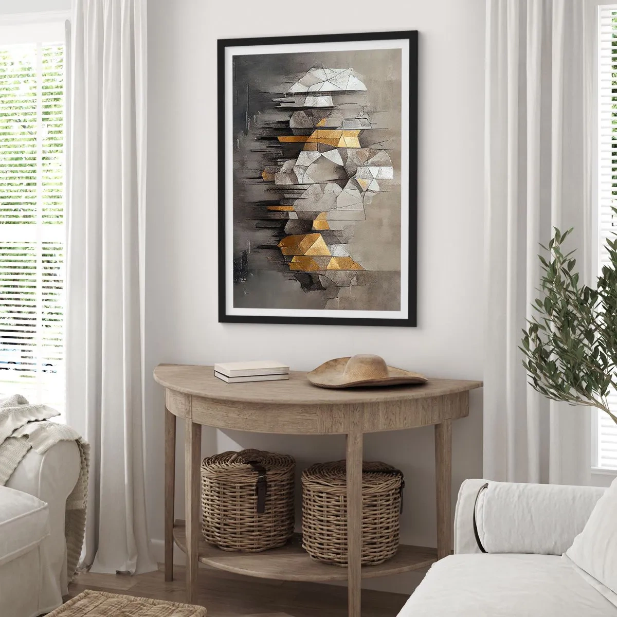 Póster en marco negro - Composición hecha de hielo y luz - 70x100 cm