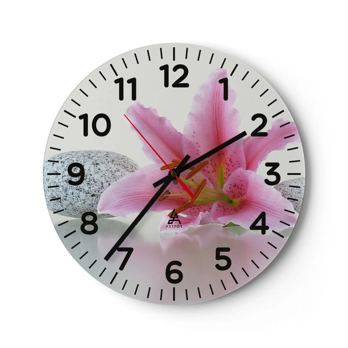 Reloj de pared - Reloj de vidrio - Estudio en rosa, gris y blanco - 40x40 cm