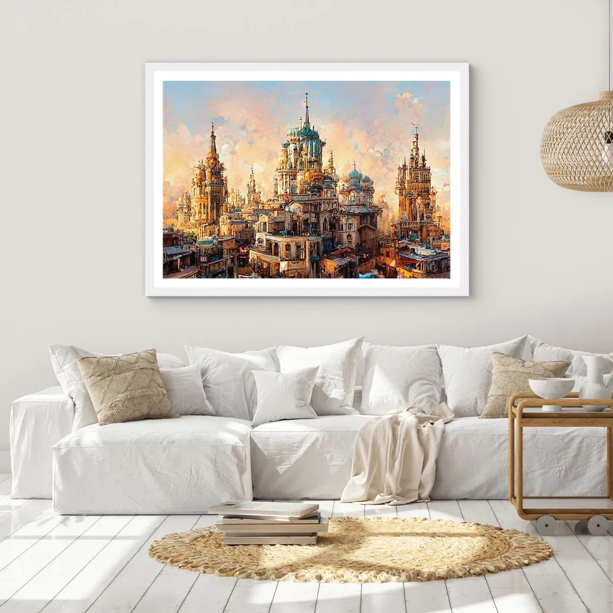 Póster en marco blanco - Una ciudad de ciudades - 100x70 cm