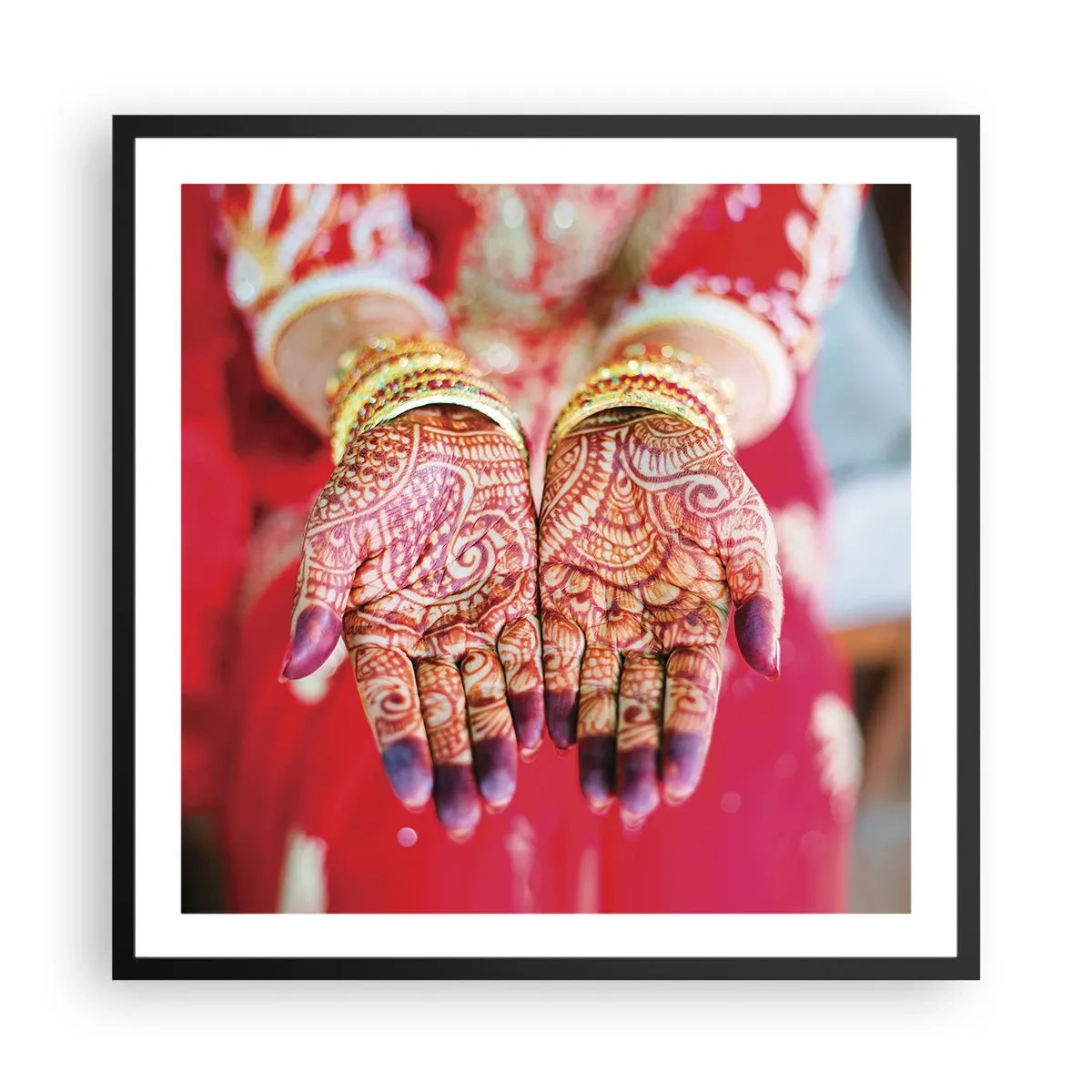 Póster en marco negro - Ritual con las manos - 60x60 cm