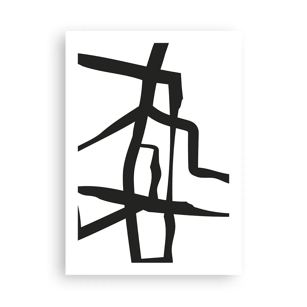 Póster - Composición abstracta de líneas negras sobre fondo blanco. - 50x70cm - Construcción en blanco y negro - Decoración de pared moderna para salón y dormitorio ARTTOR