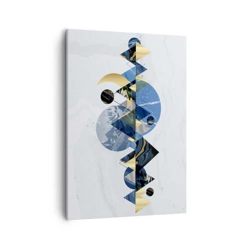 Cuadro sobre lienzo - Impresión de Imagen - Patrones geométricos abstractos con motivos montañosos - 50x70cm - Paisaje geométrico - Decoración de pared moderna para salón y dormitorio ARTTOR