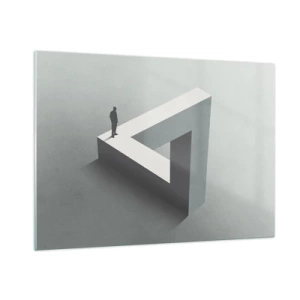 Cuadro sobre vidrio - Impresiones sobre Vidrio - Una figura sobre una estructura geométrica al estilo de una ilusión óptica. - 100x70cm - Y, sin embargo, es posible - Decoración de pared moderna para salón y dormitorio ARTTOR