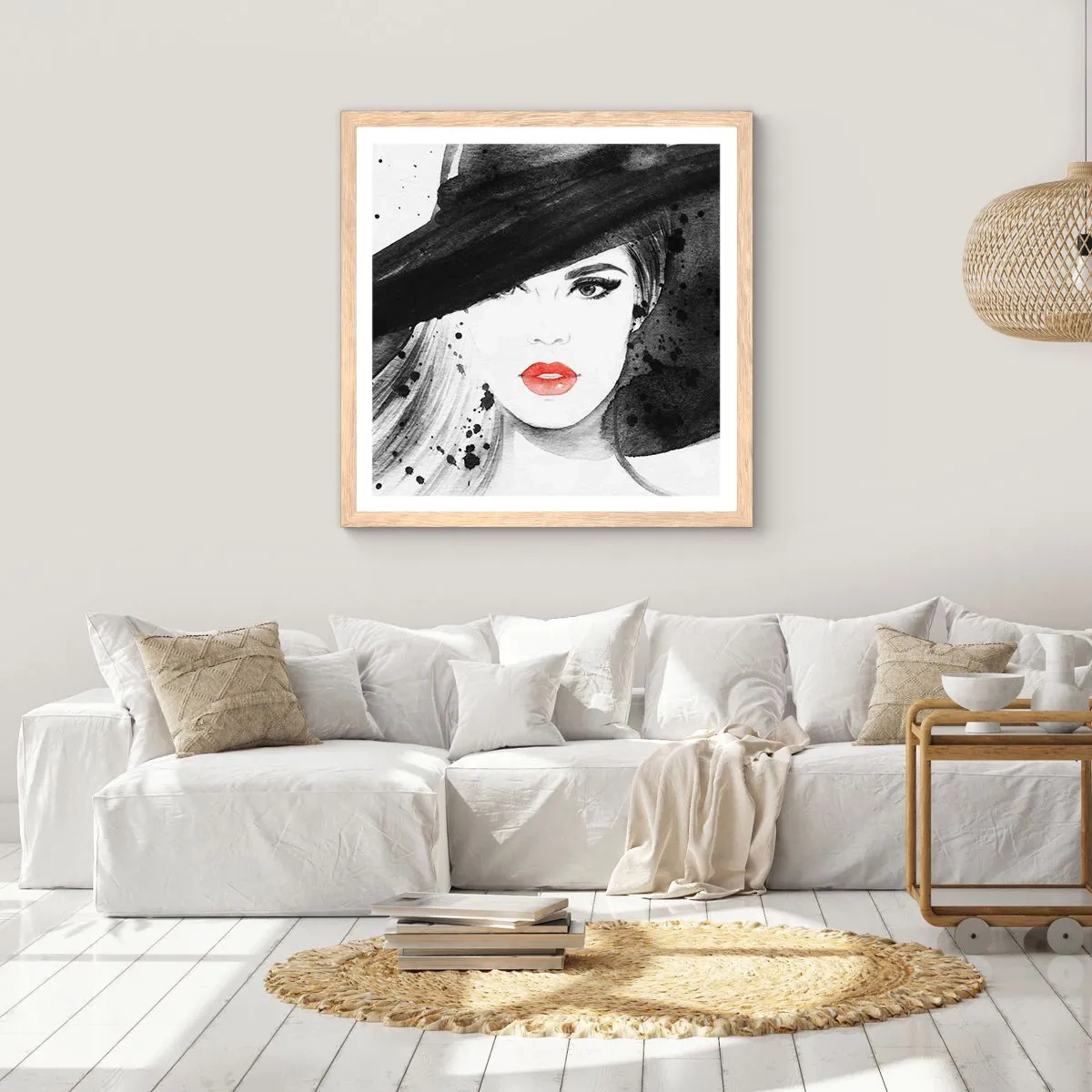 Póster en marco roble claro - Dama de negro - 50x50 cm