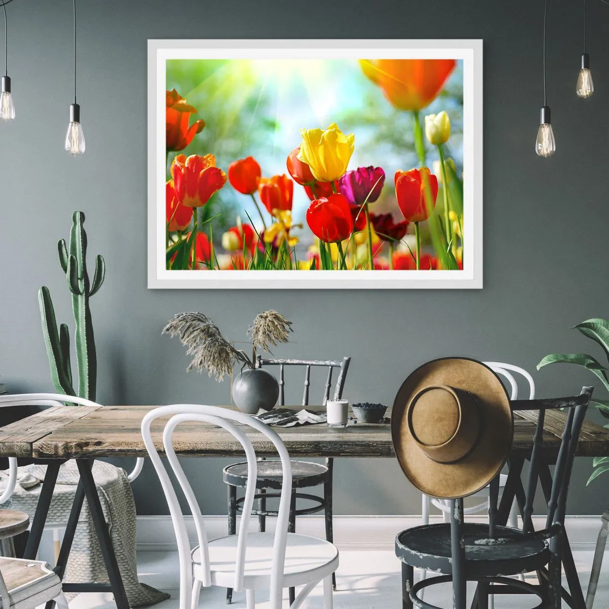 Póster en marco blanco - Todos los tonos del sol - 100x70 cm