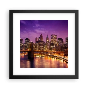 Póster en marco negro - Manhattan púrpura y dorado - 30x30 cm