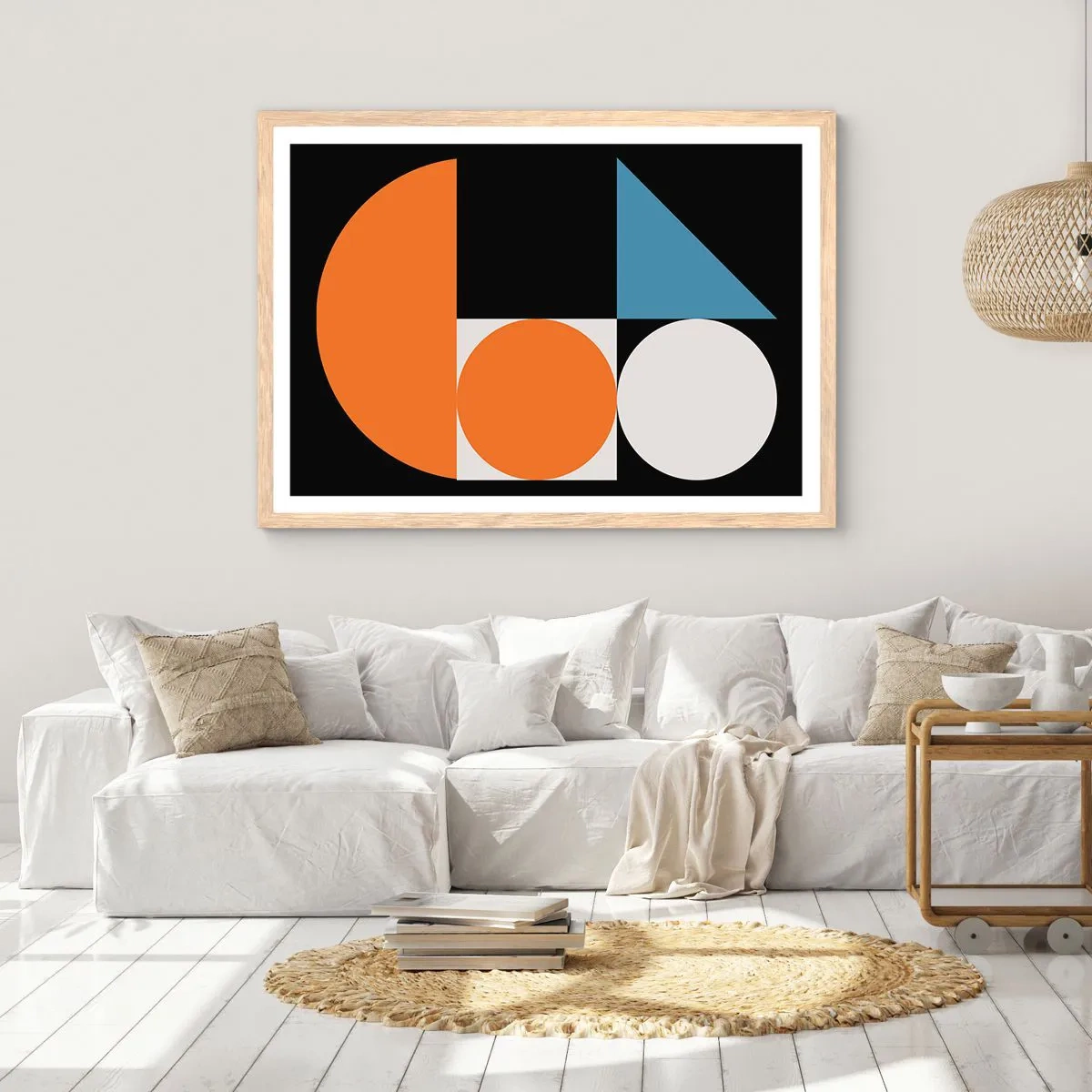 Póster en marco roble claro - Diseño con figuras - 40x30 cm