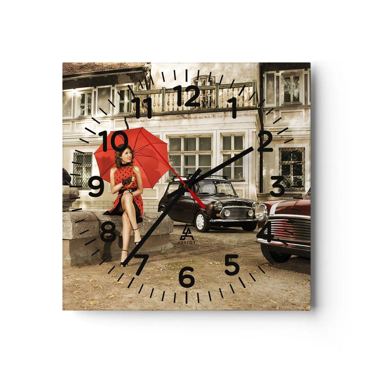 Reloj de pared - Reloj de vidrio - Un mini viaje sentimental - 30x30 cm
