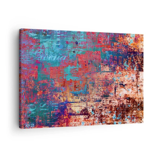 Cuadro sobre lienzo - Impresión de Imagen - Una composición abstracta con una mezcla de colores intensos. - 70x50cm - Memoria y olvido - Decoración de pared moderna para salón y dormitorio ARTTOR