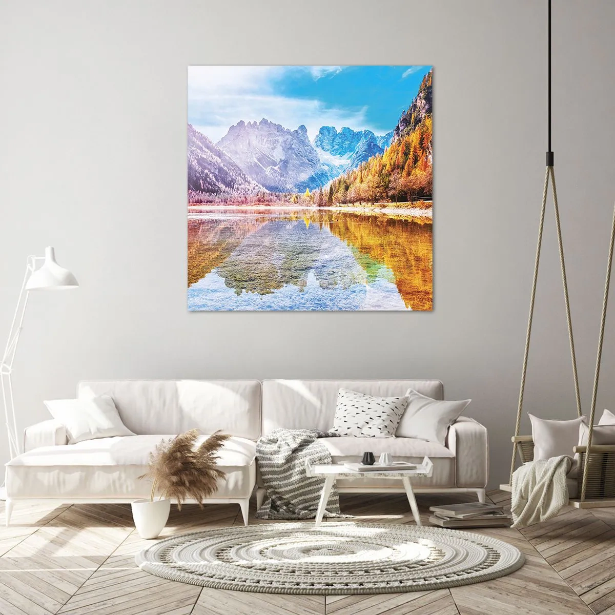 Cuadro sobre lienzo - Impresión de Imagen - Ya es otoño en las montañas - 30x30 cm