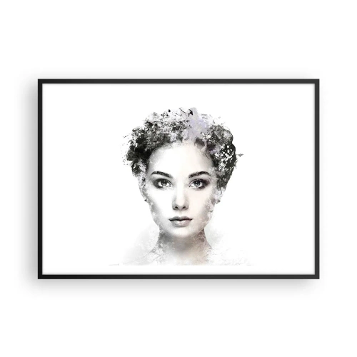 Póster en marco negro - Un retrato artístico de una mujer con delicados acentos abstractos. - 100x70cm - Un retrato extremadamente elegante - Decoración de pared moderna para salón y dormitorio ARTTOR