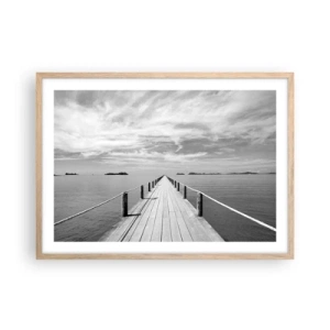 Póster en marco roble claro - Hora de viajar - 70x50 cm